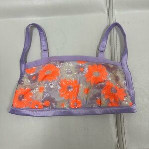 Aerie Purple and Orange Floral Mesh Bra